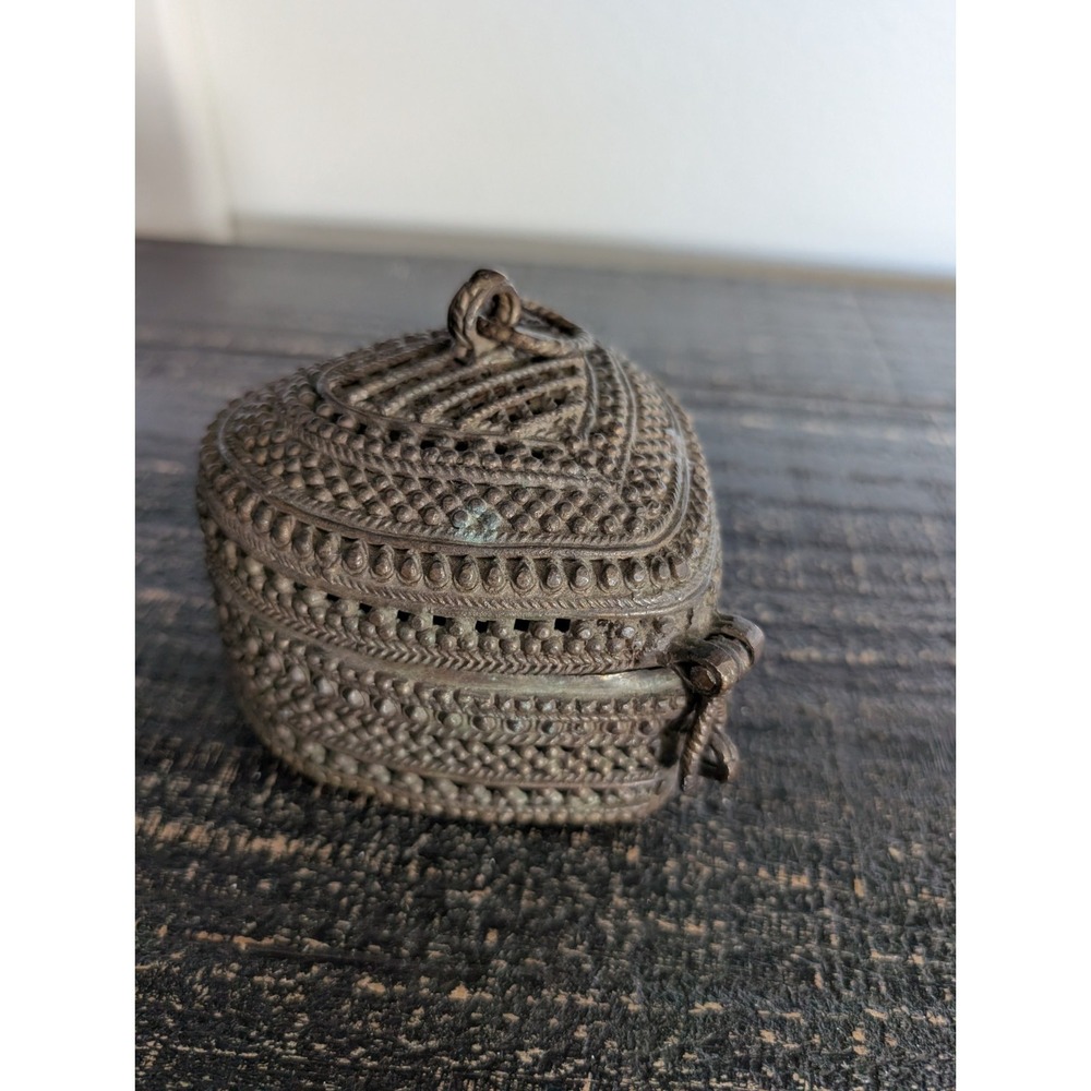 Vintage Old Handcrafted Brass Unique Jali Cut Work Multi Purpose Use Box‎
